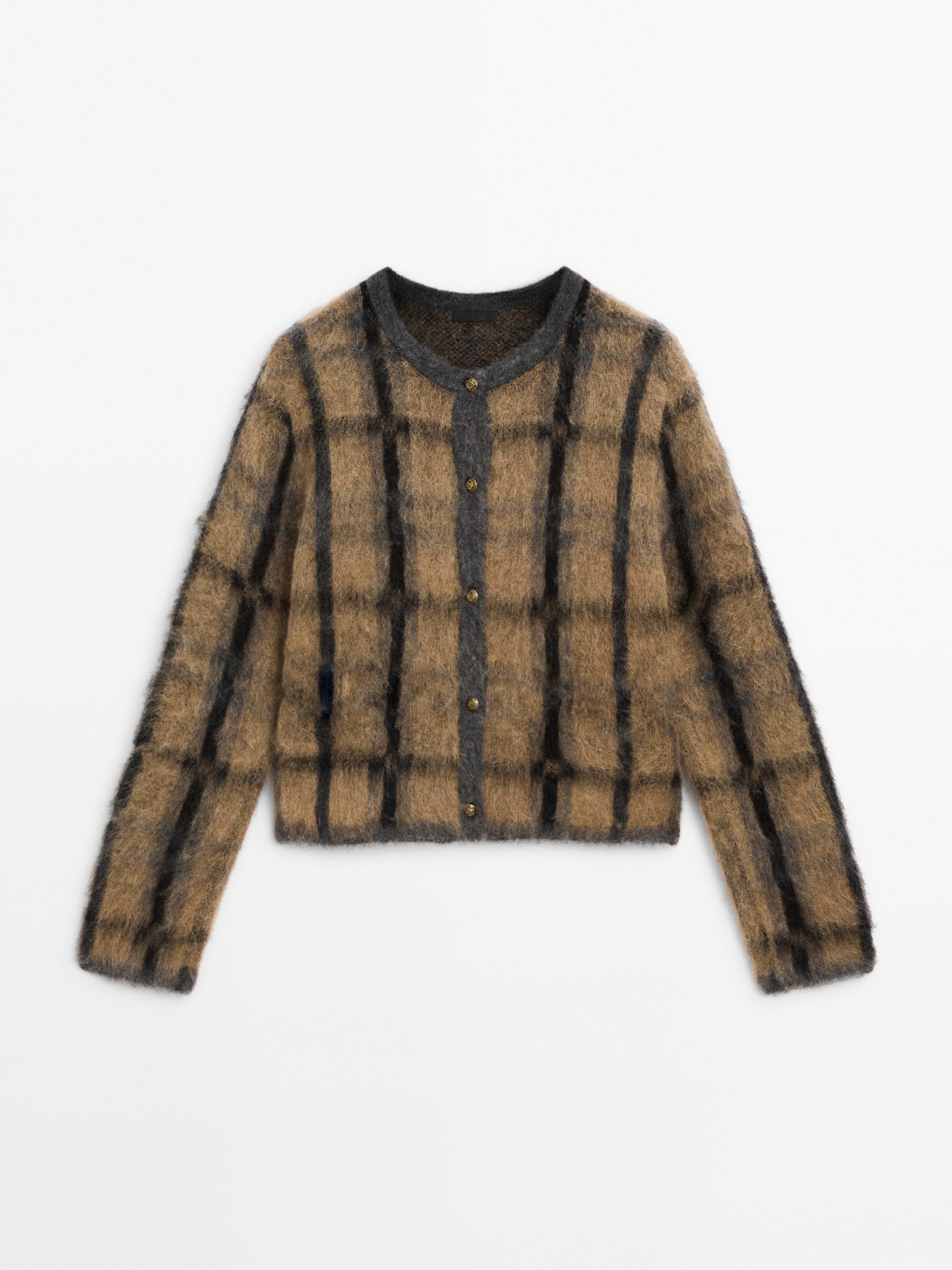 MD Kareli Yün ve Alpaka Karışımlı Hırka