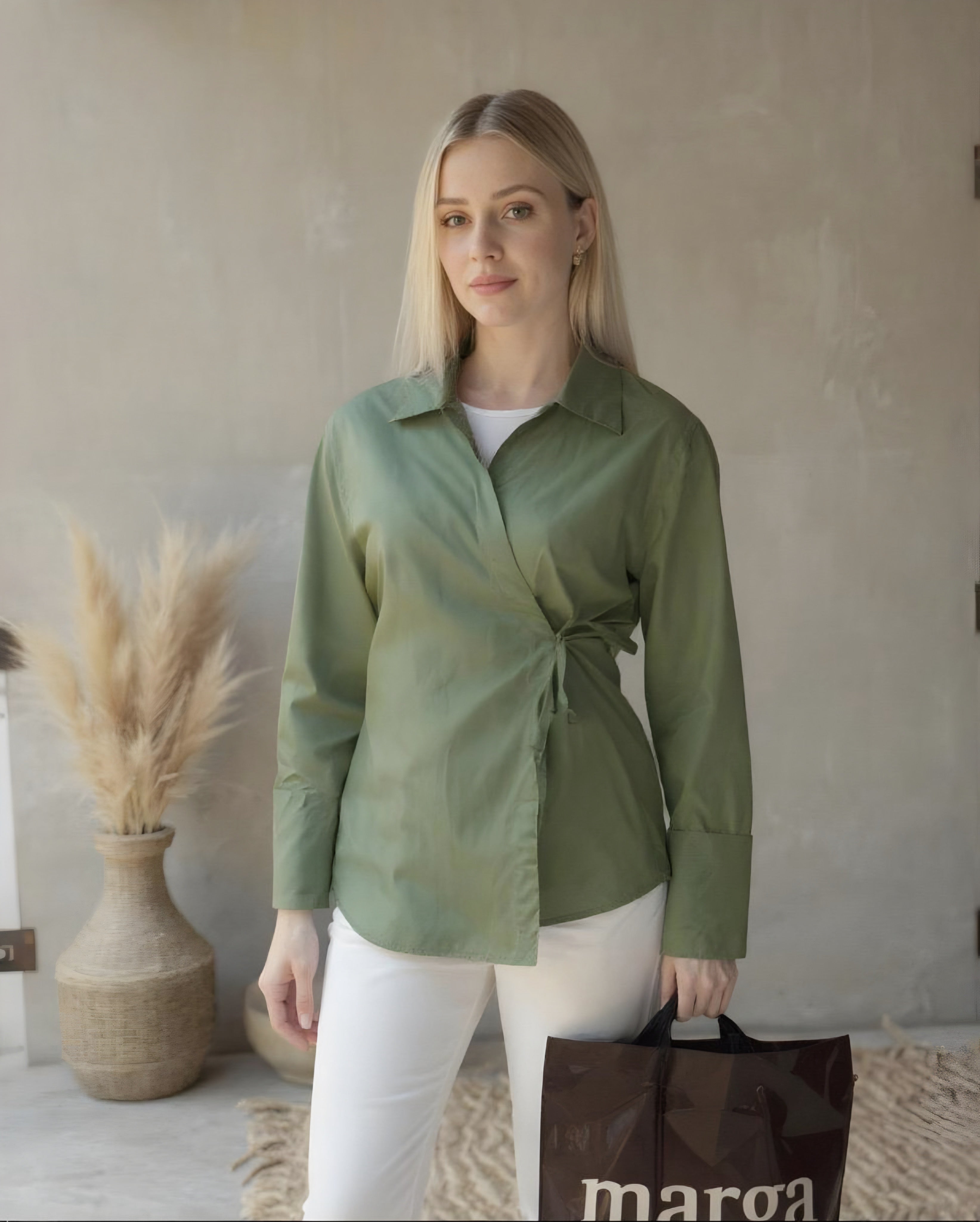 İP BAĞLAMALI KİMONO GÖMLEK