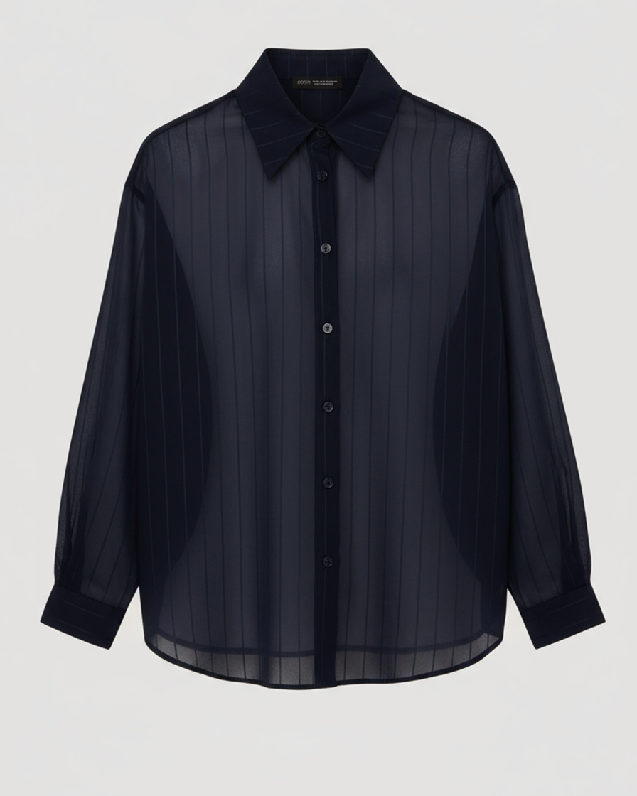 ÇİZGİLİ DÜĞMELİ OVERSIZE İNCE GÖMLEK