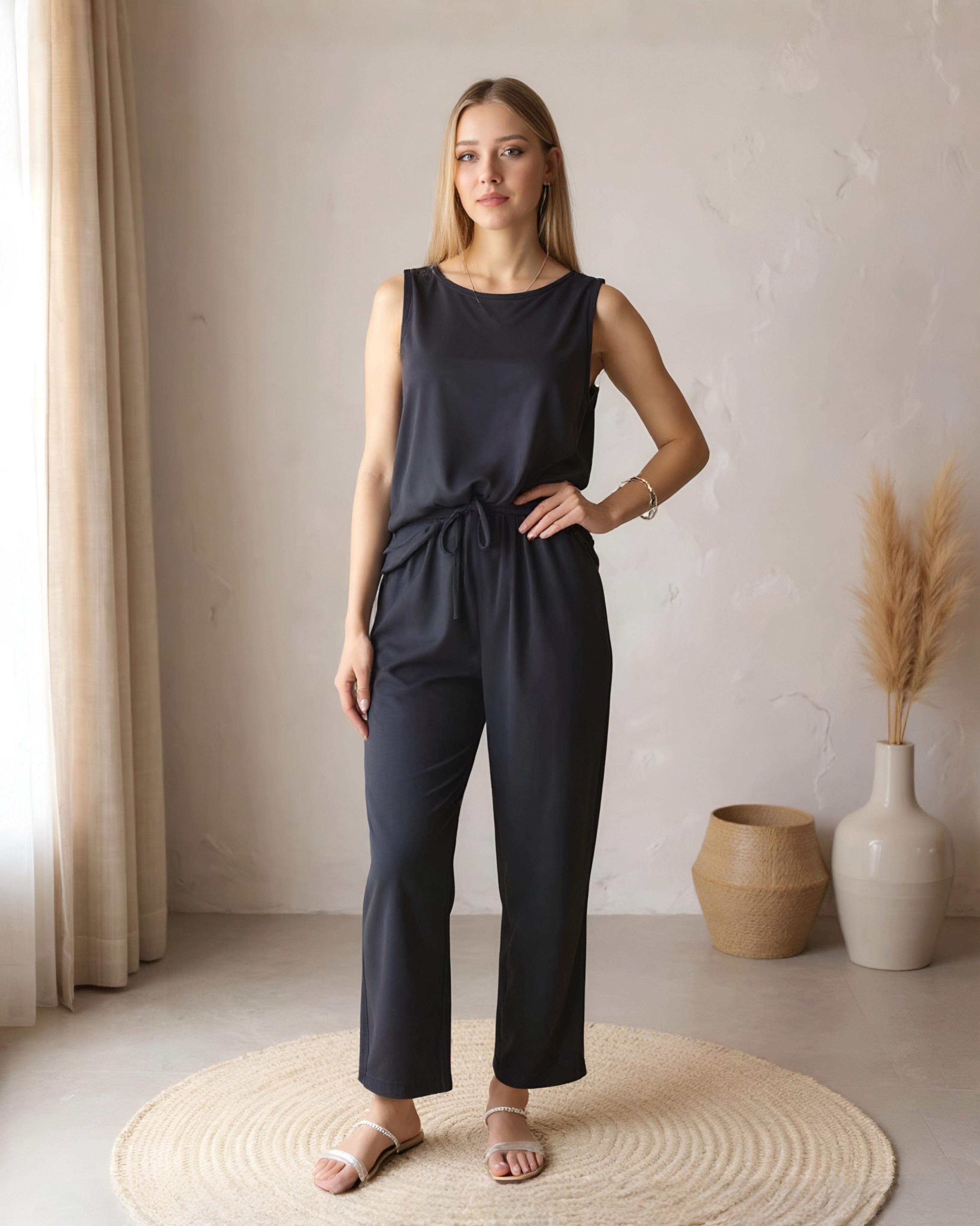 OYSHO KUMAŞ ALT ÜST KOLSUZ TAKIM