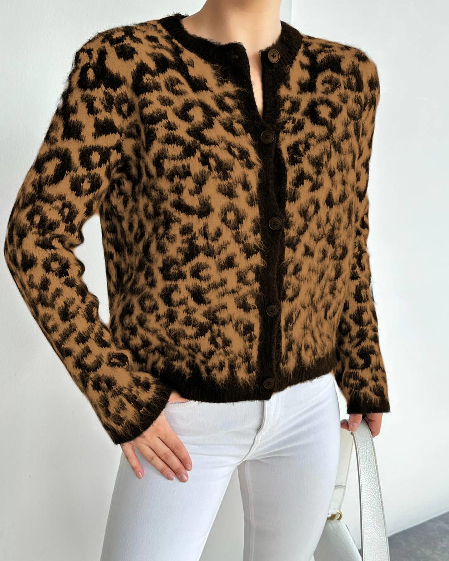 Leopar Desenli Hırka