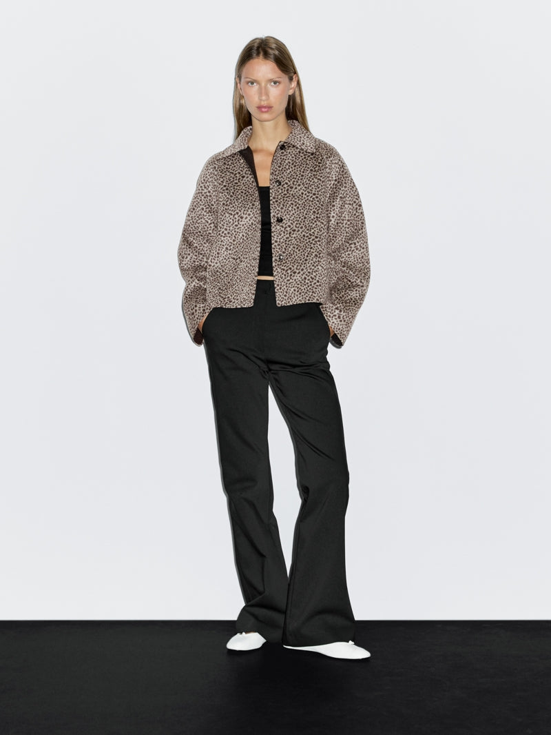 LEOPAR DESENLİ KISA KAŞE KABAN CEKET