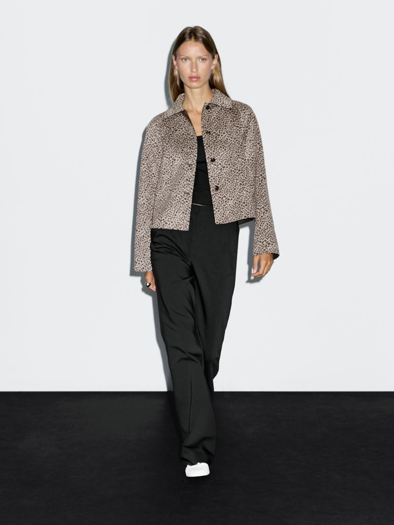 LEOPAR DESENLİ KISA KAŞE KABAN CEKET