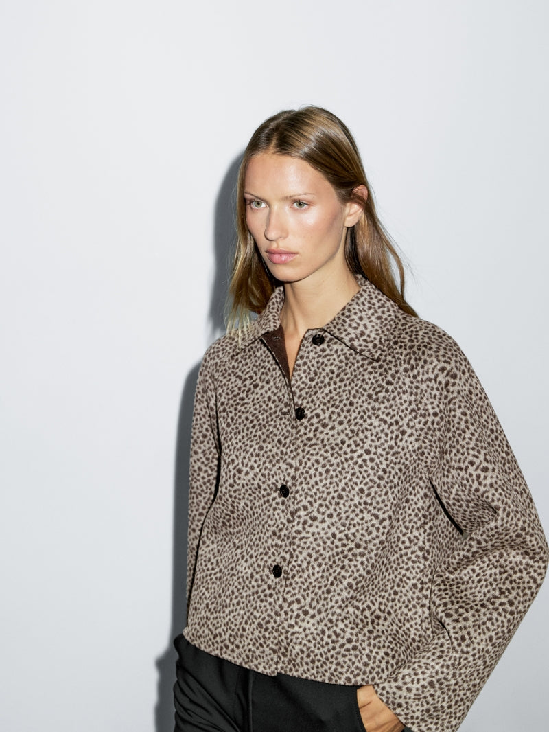 LEOPAR DESENLİ KISA KAŞE KABAN CEKET