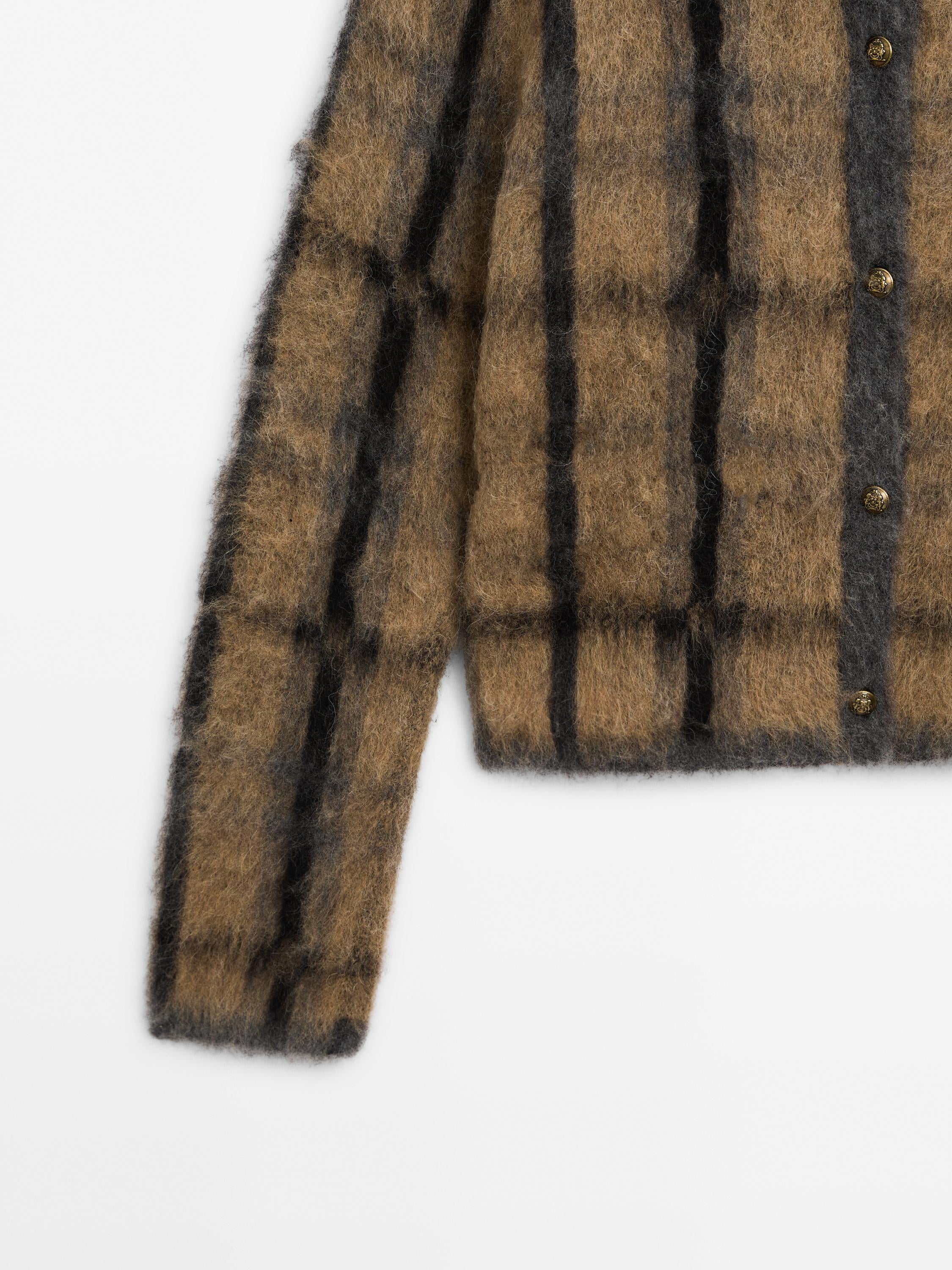 MD Kareli Yün ve Alpaka Karışımlı Hırka