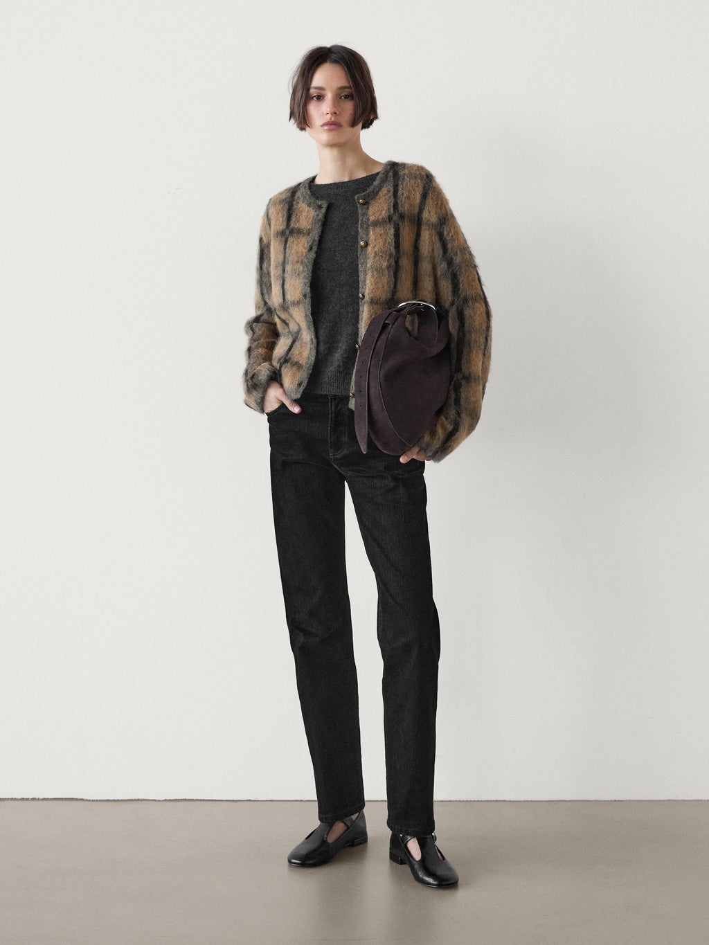 MD Kareli Yün ve Alpaka Karışımlı Hırka