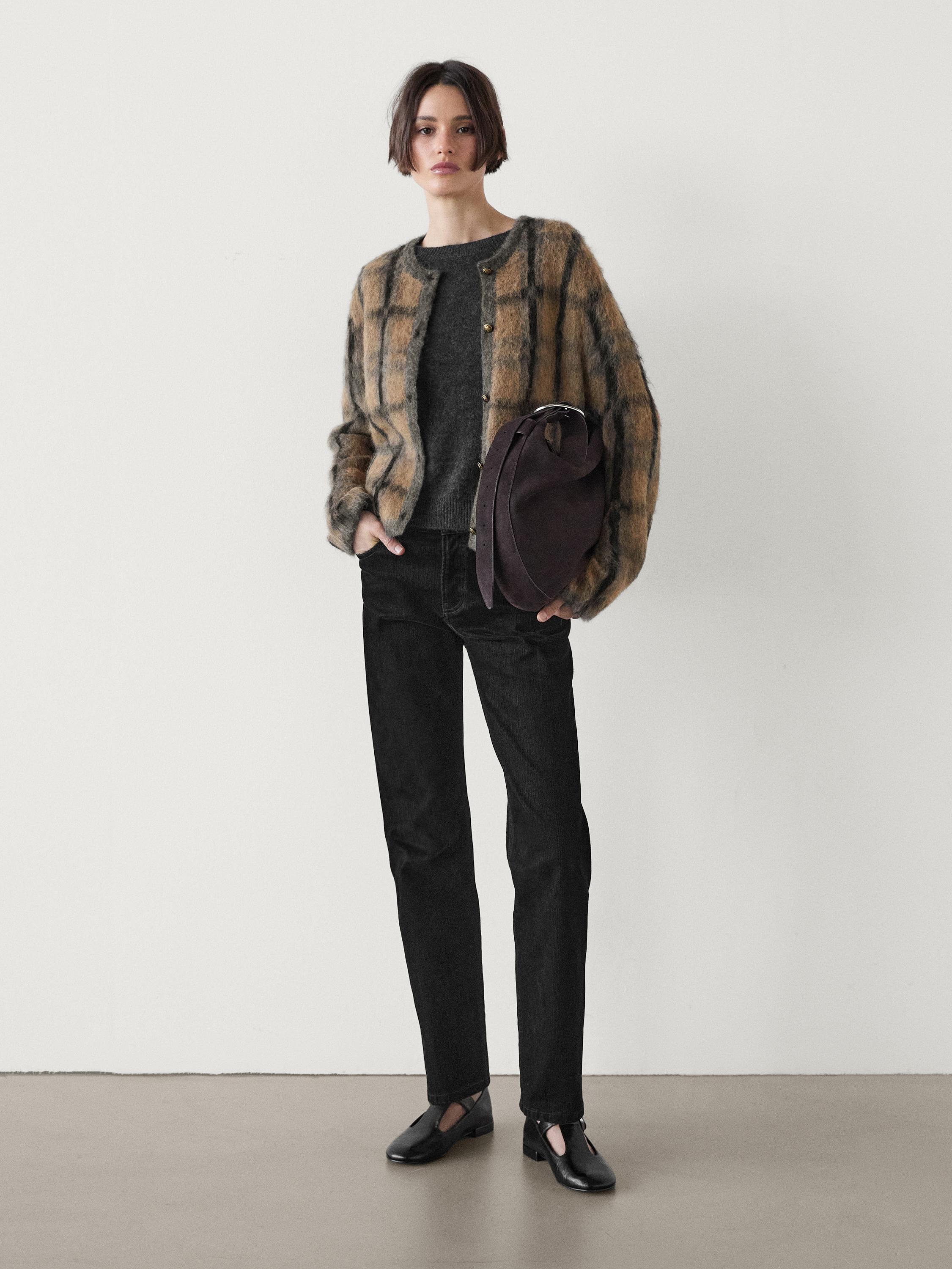 MD Kareli Yün ve Alpaka Karışımlı Hırka