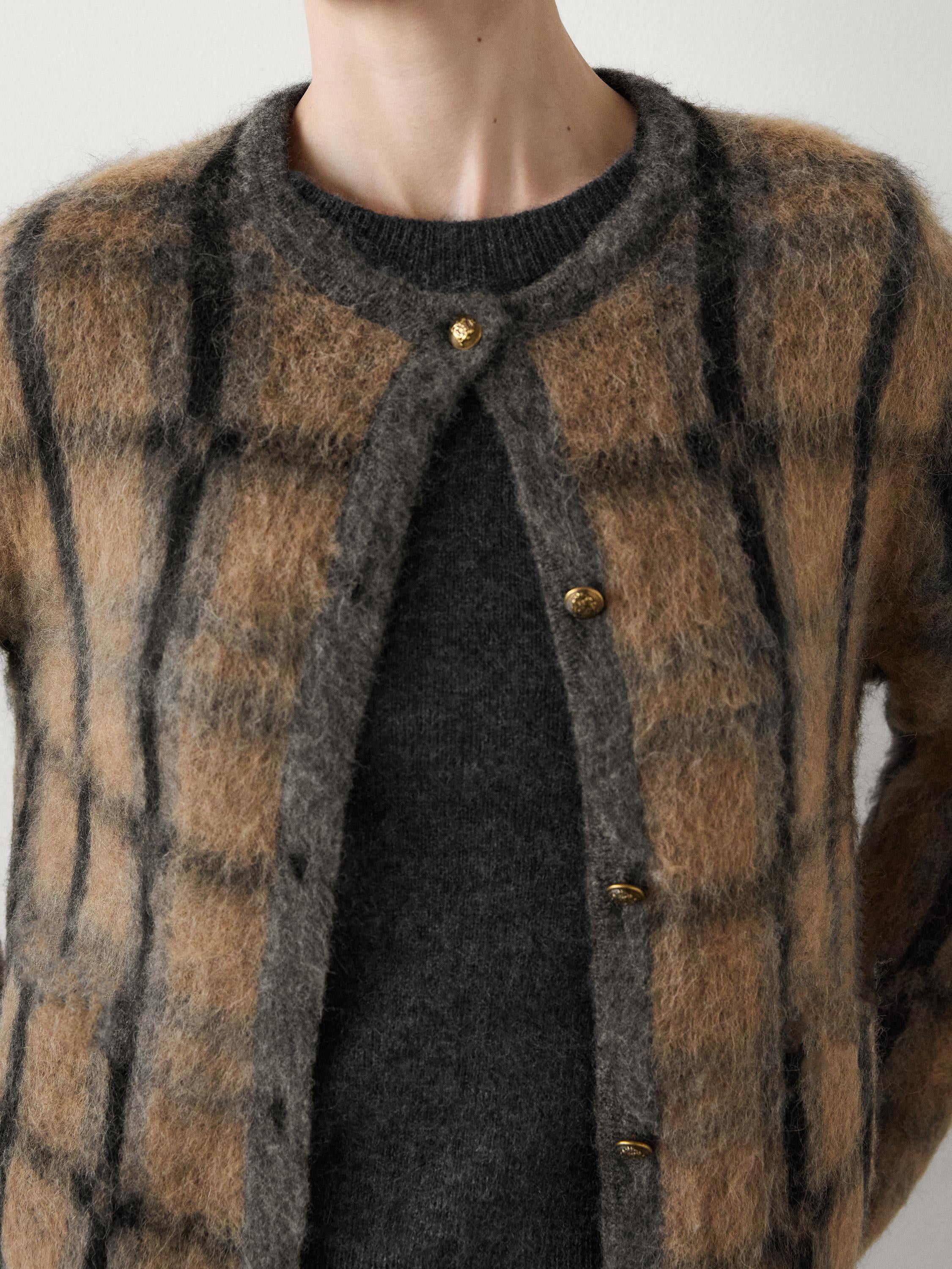 MD Kareli Yün ve Alpaka Karışımlı Hırka