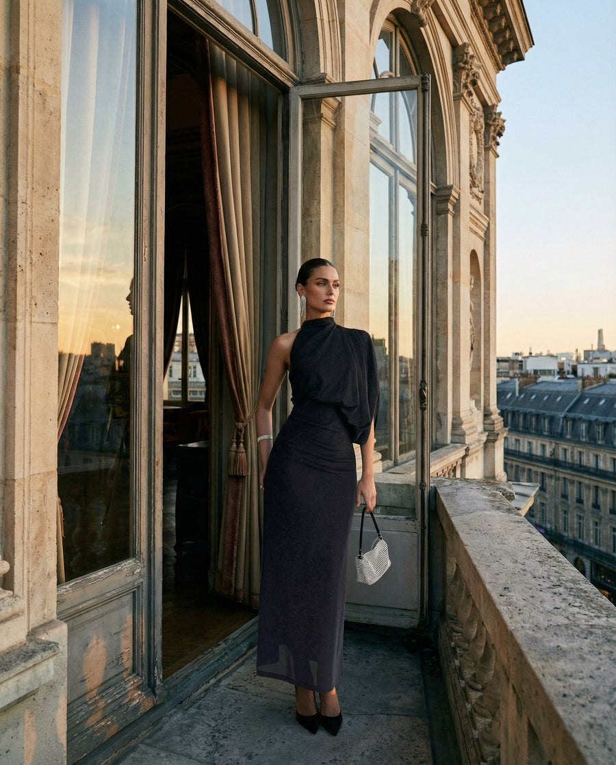 SİMLİ DRAPELİ ELBİSE