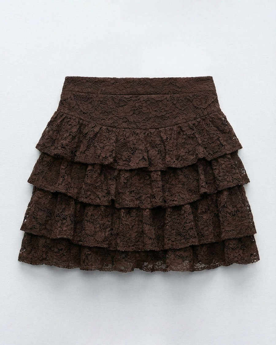 VOLANLI DANTEL TIERED ŞORT ETEK