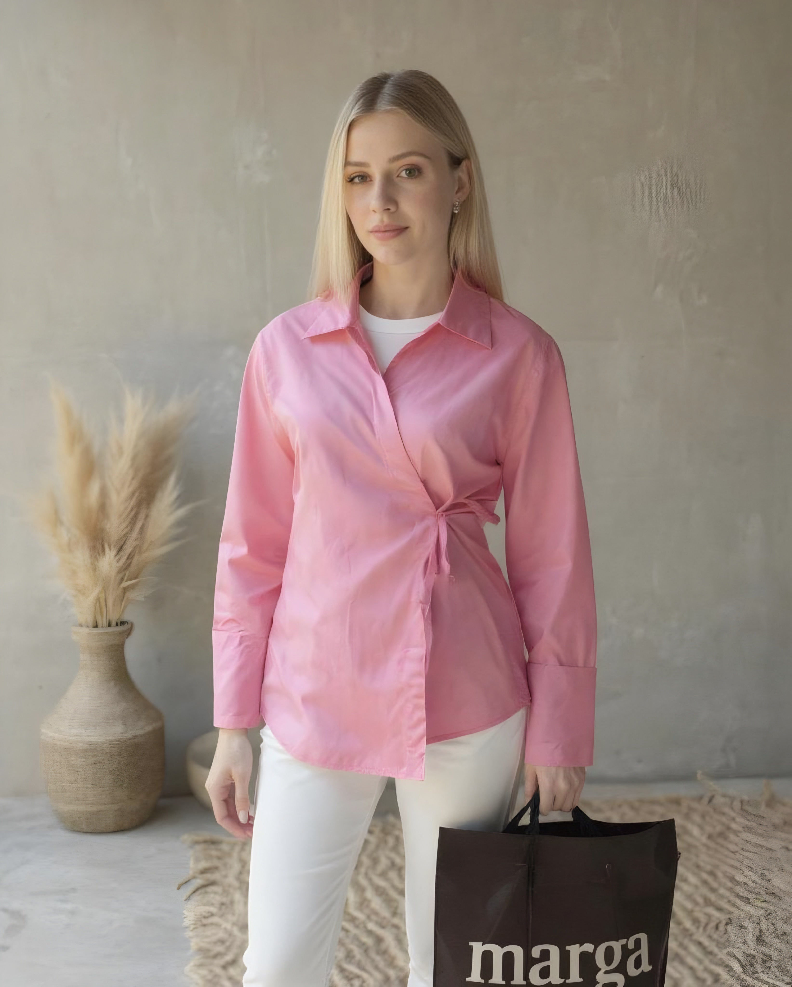 İP BAĞLAMALI KİMONO GÖMLEK