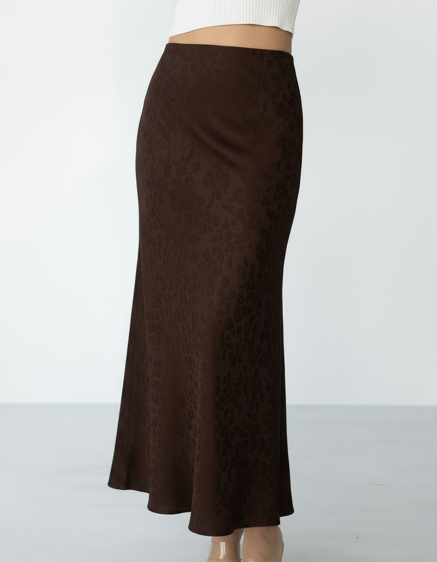 LEOPAR DESEN MİDİ SATEN ETEK