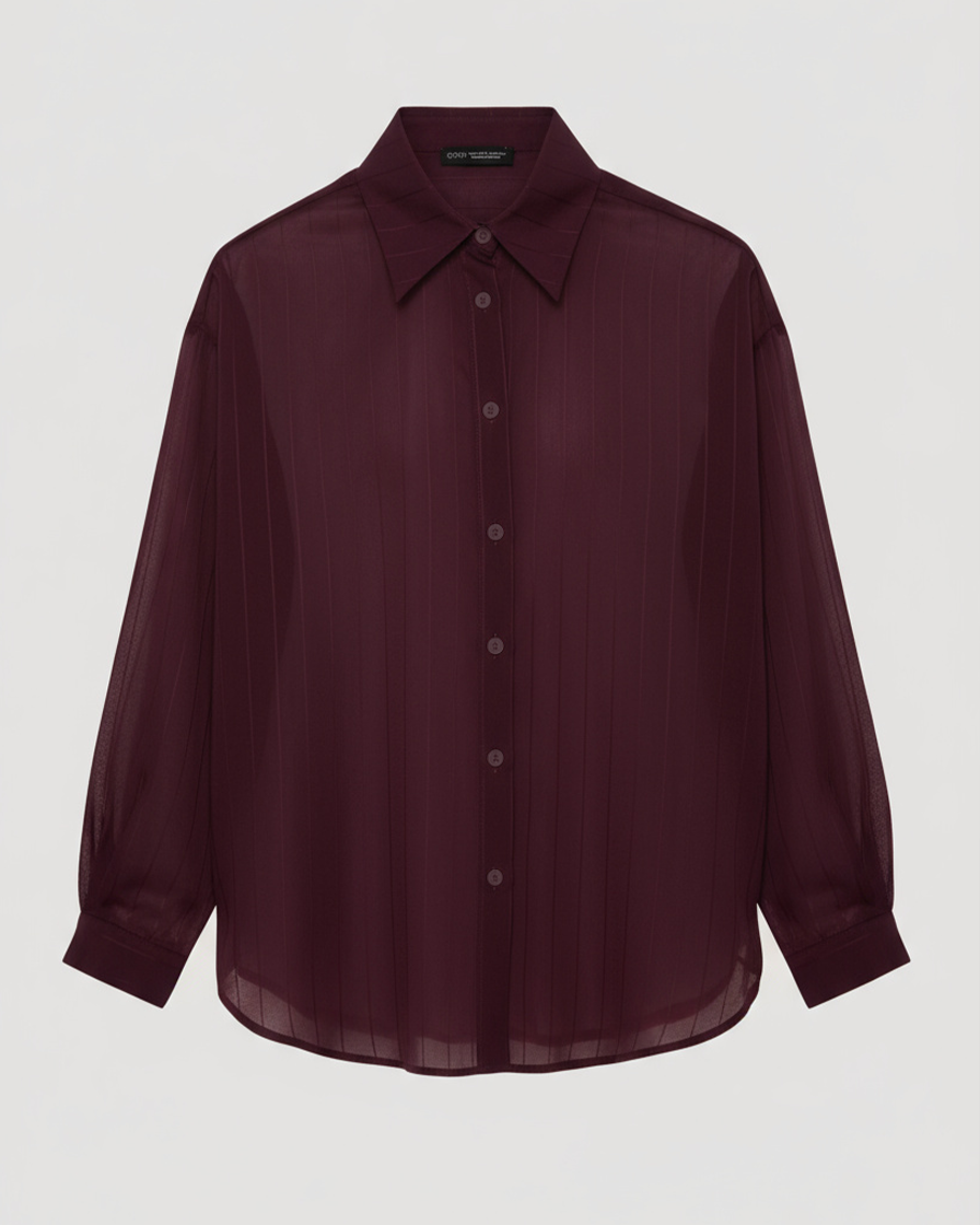 ÇİZGİLİ DÜĞMELİ OVERSIZE İNCE GÖMLEK