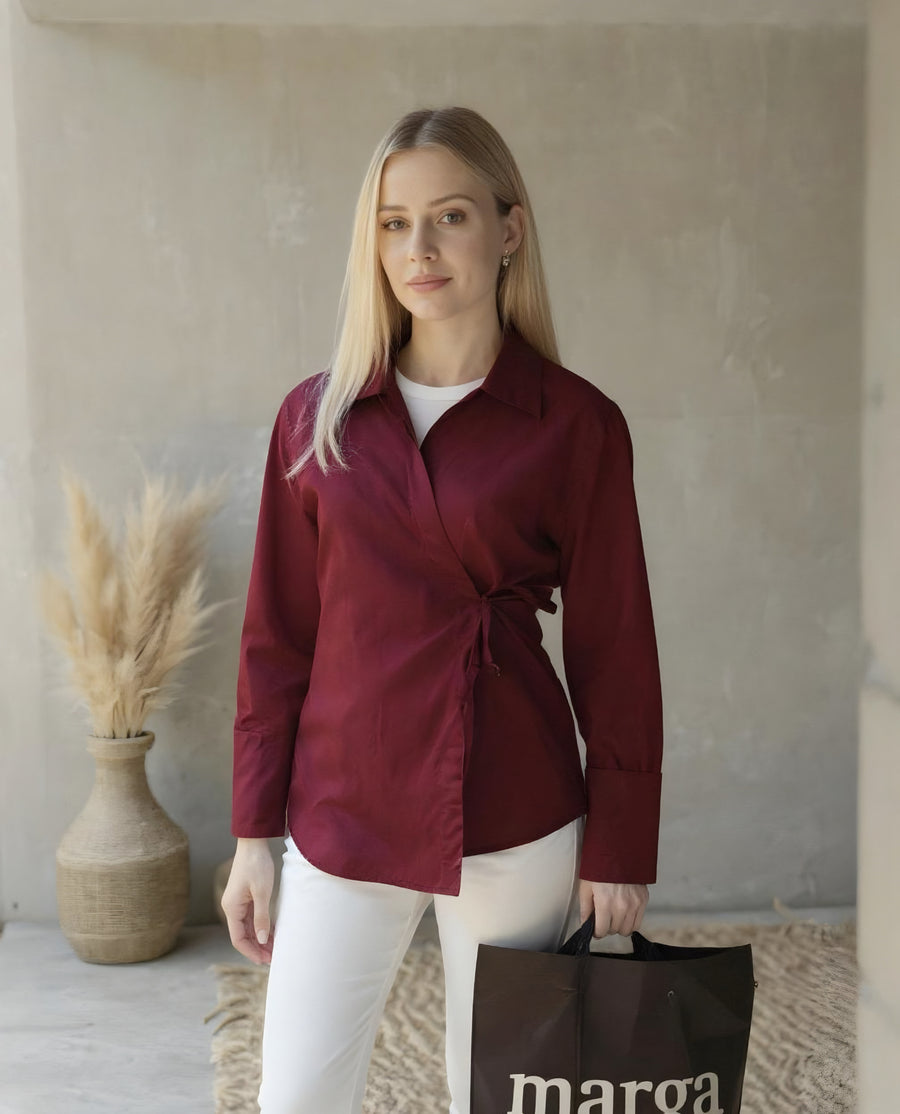 İP BAĞLAMALI KİMONO GÖMLEK