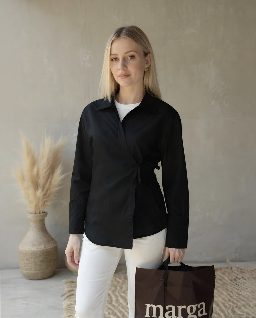 İP BAĞLAMALI KİMONO GÖMLEK