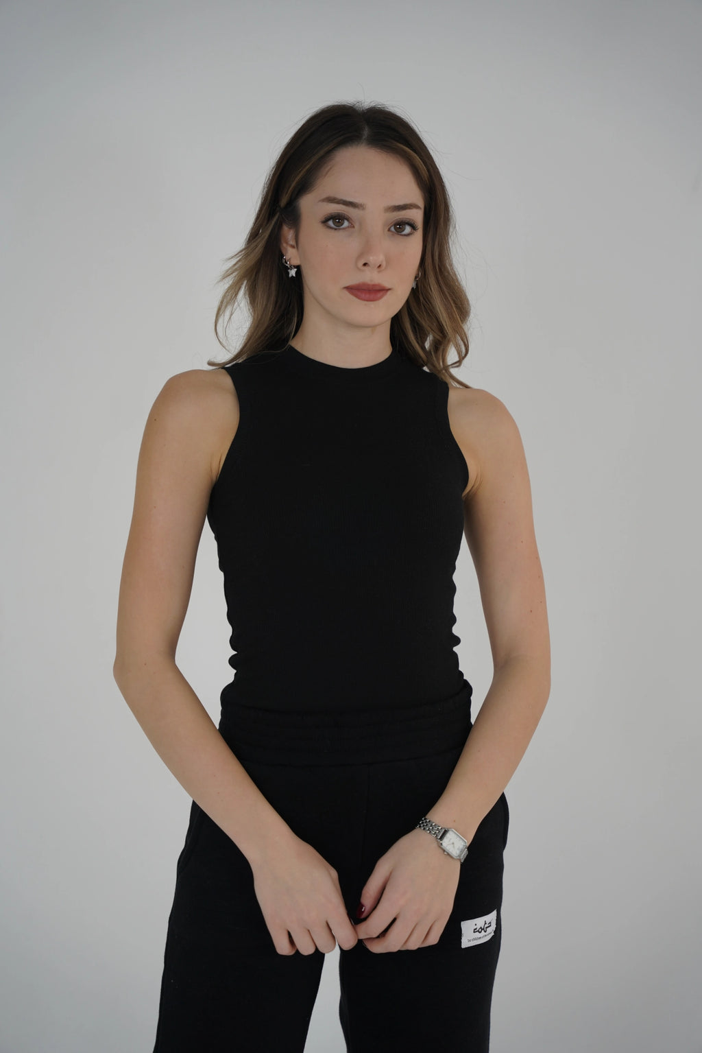 Halter Yaka Fitilli Atlet - Siyah