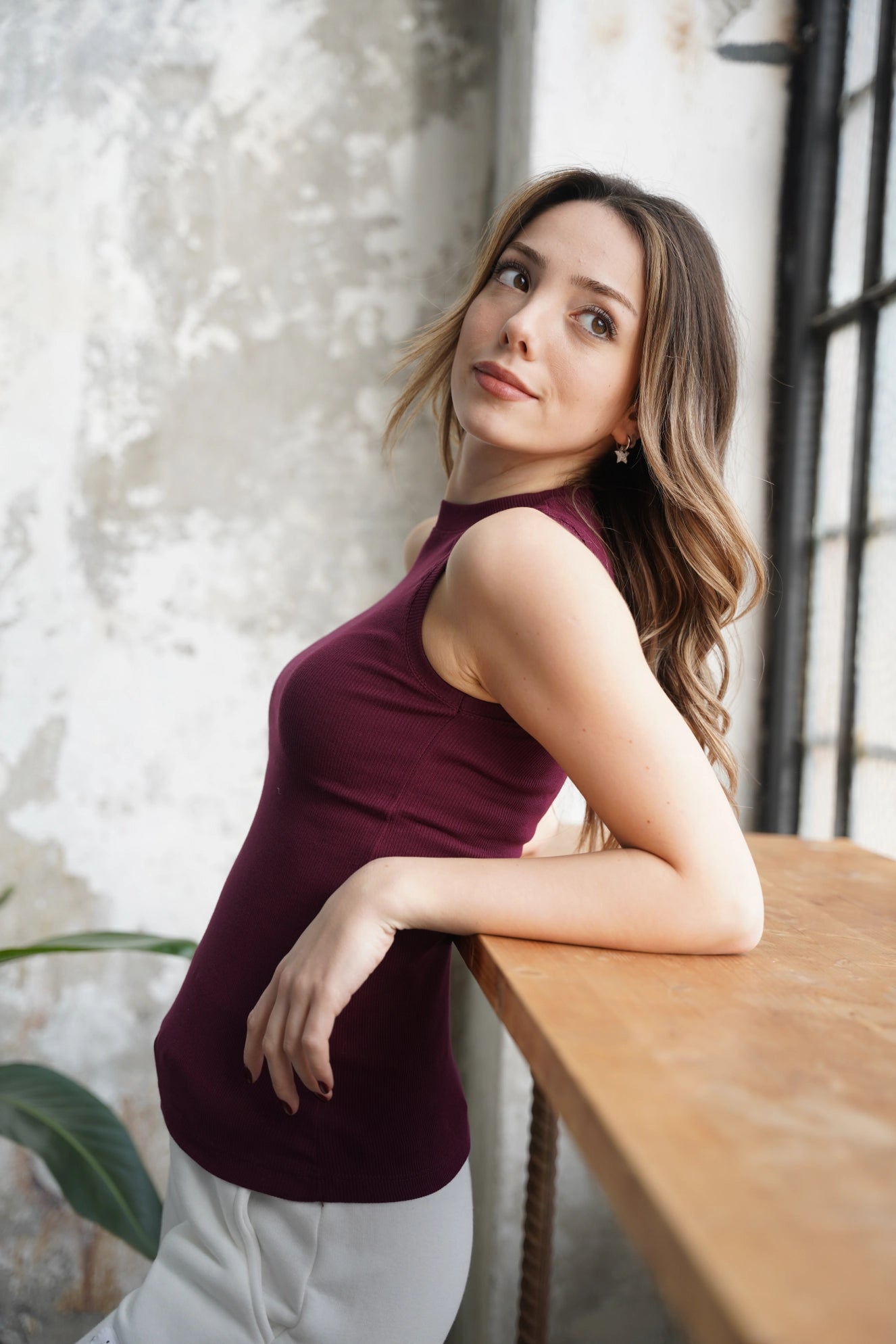 Halter Yaka Fitilli Atlet - Bordo