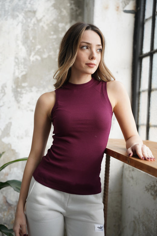 Halter Yaka Fitilli Atlet - Bordo