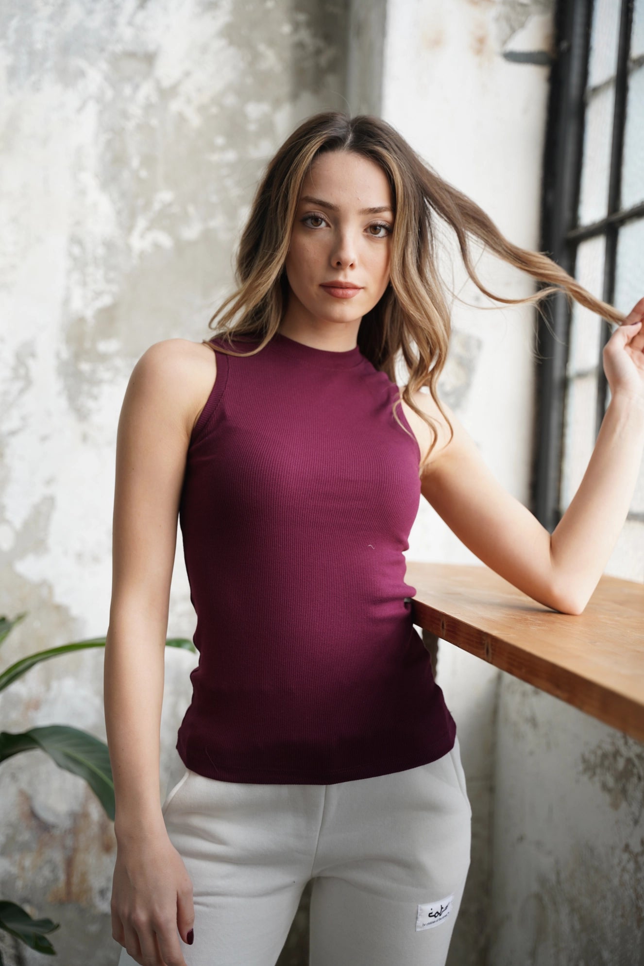 Halter Yaka Fitilli Atlet - Bordo