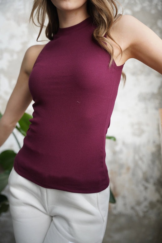 Halter Yaka Fitilli Atlet - Bordo