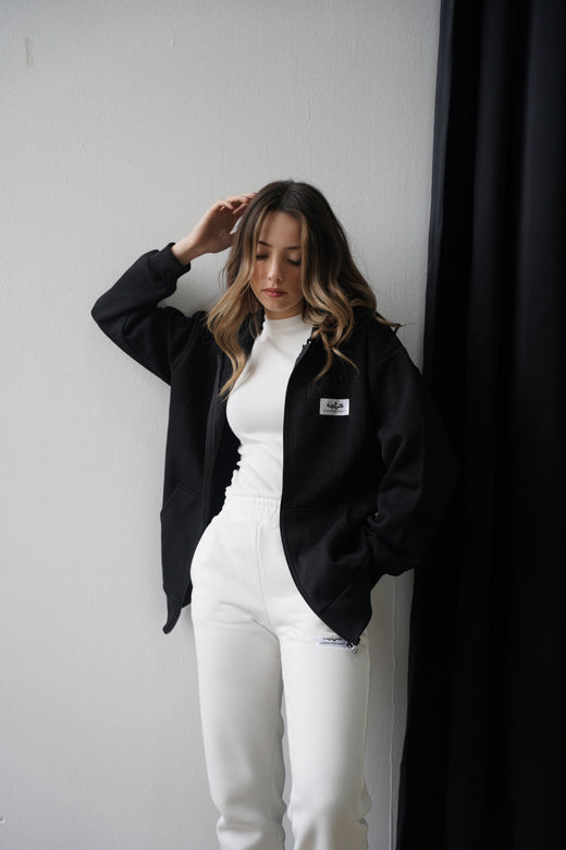 COTS Fermuarlı Kapüşonlu Sweatshirt - Siyah