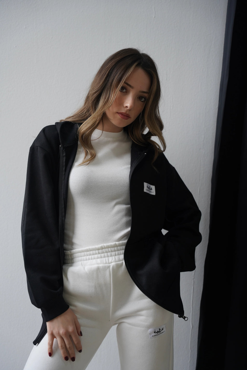 COTS Fermuarlı Kapüşonlu Sweatshirt - Siyah