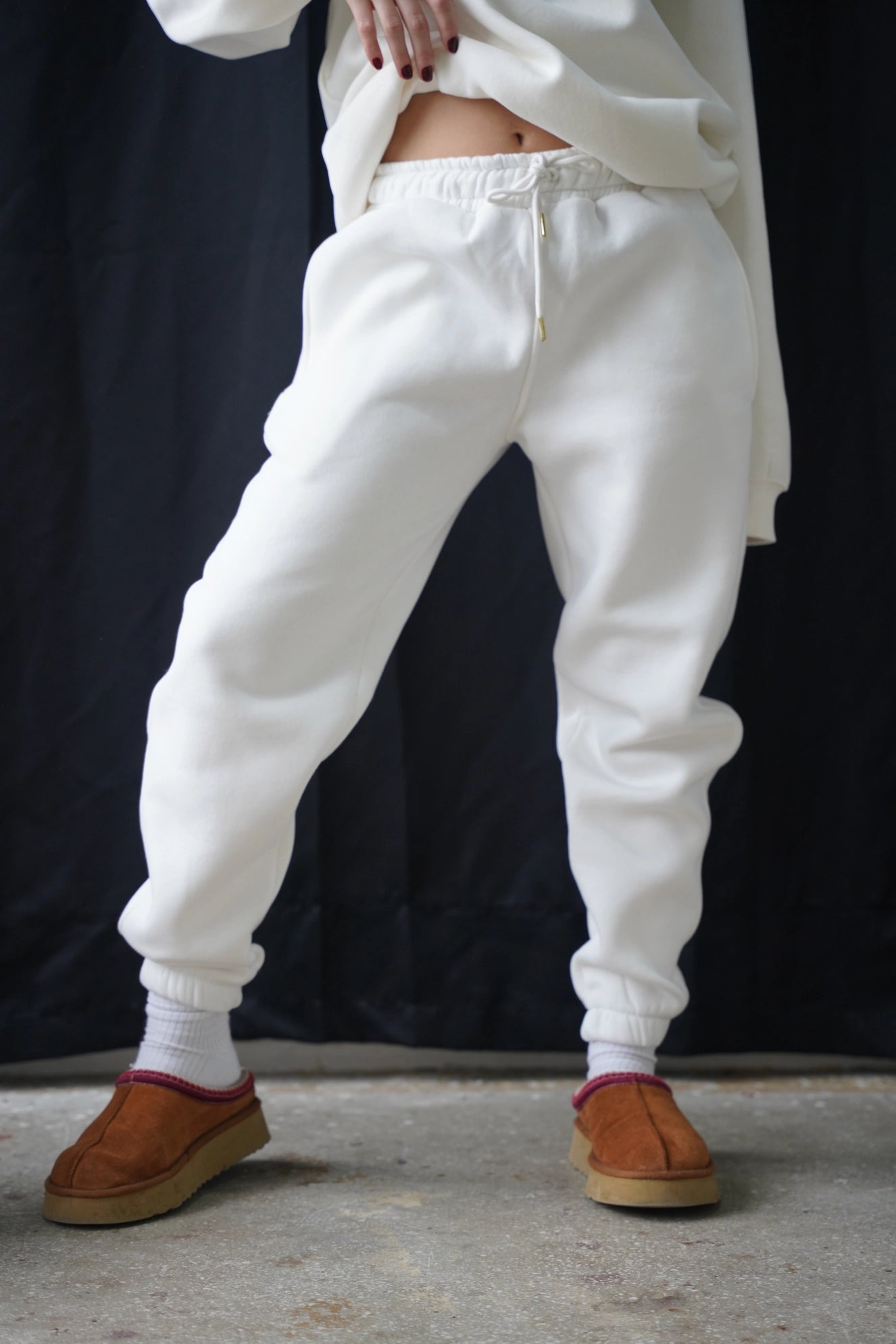 Premium 450 GSM Oversize Eşofman Altı - Beyaz