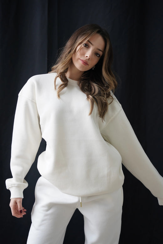 Premium 450 GSM Oversize Sweatshirt - Beyaz