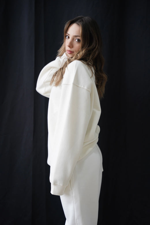 Premium 450 GSM Oversize Sweatshirt - Beyaz