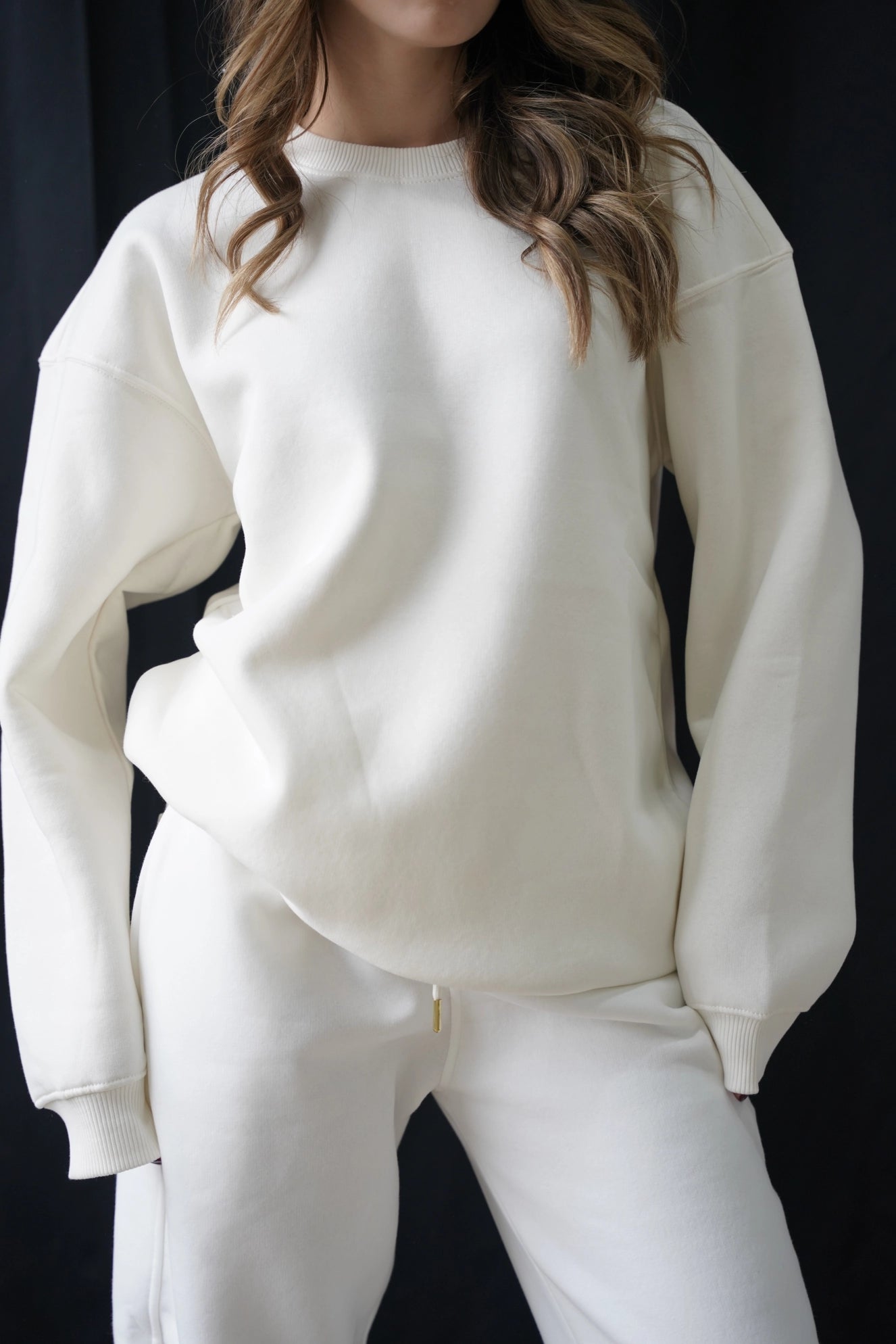 Premium 450 GSM Oversize Sweatshirt - Beyaz