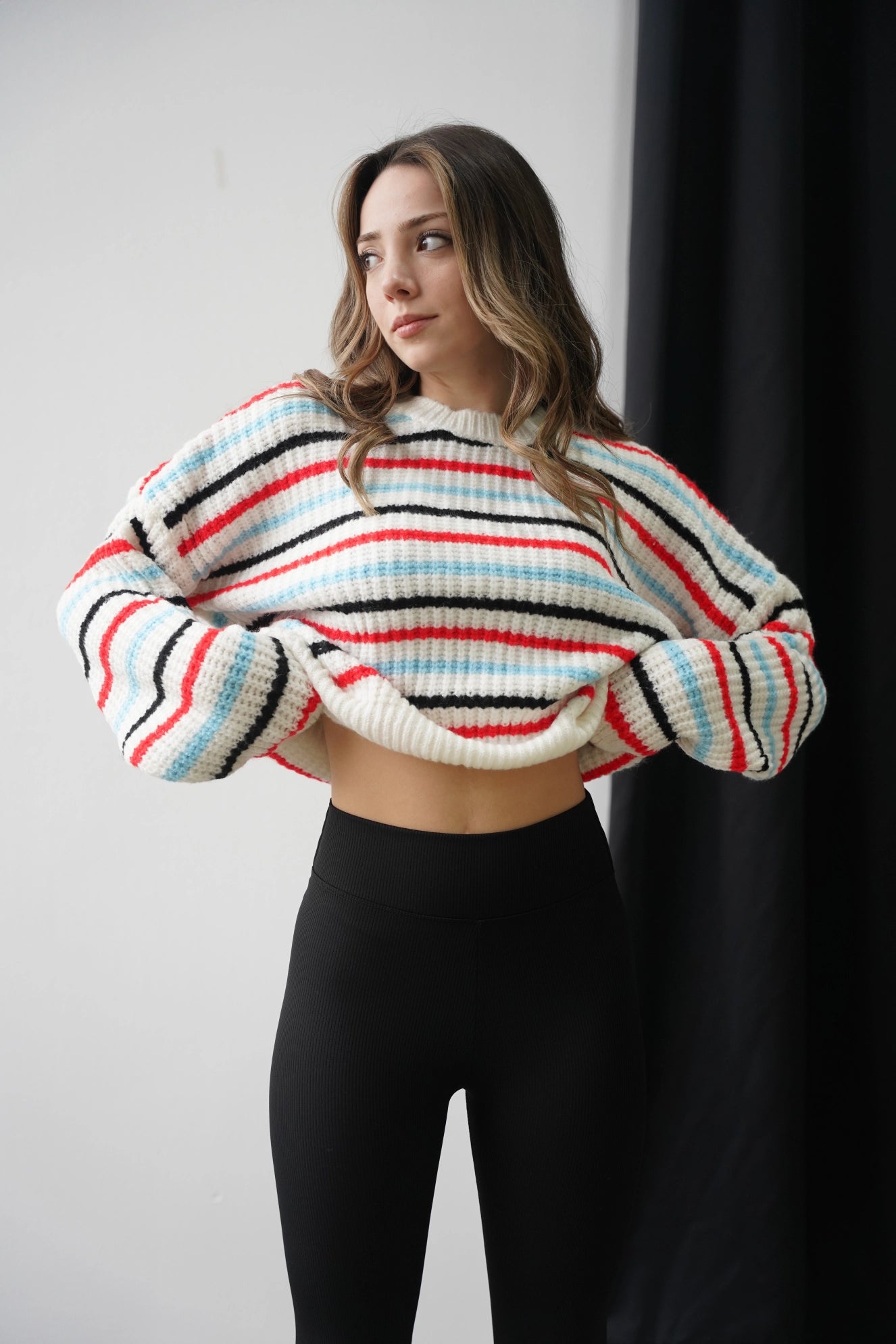 Yüksel Bel Şardonlu Fitilli Tayt - Siyah