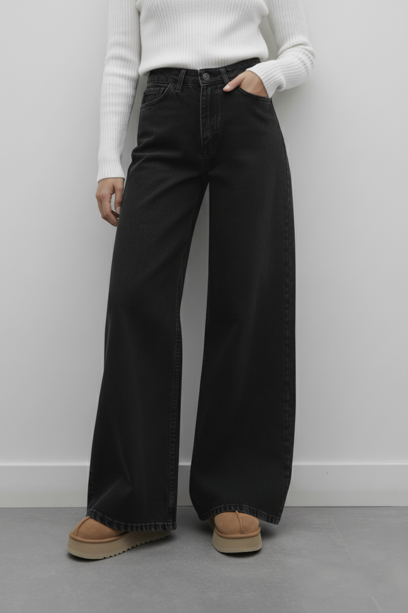 WIDE LEG JEAN KOT PANTOLON