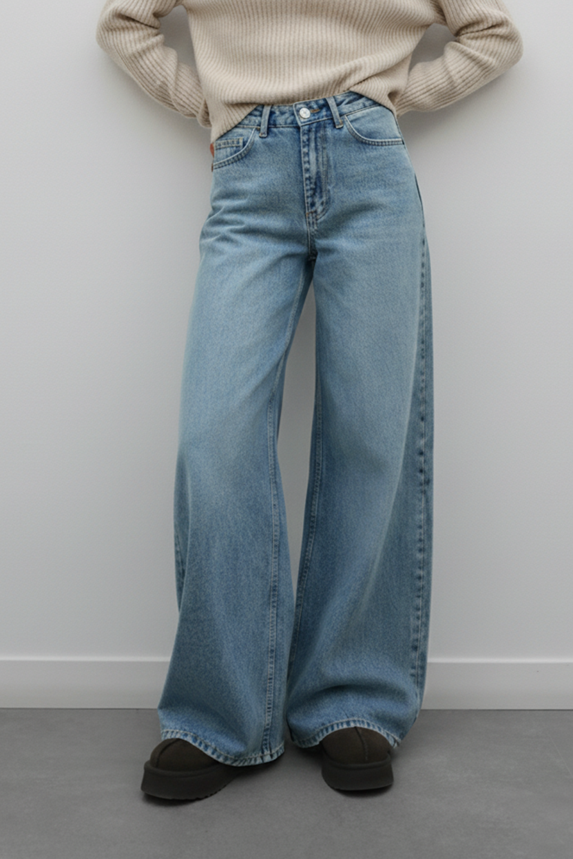 WIDE LEG JEAN KOT PANTOLON