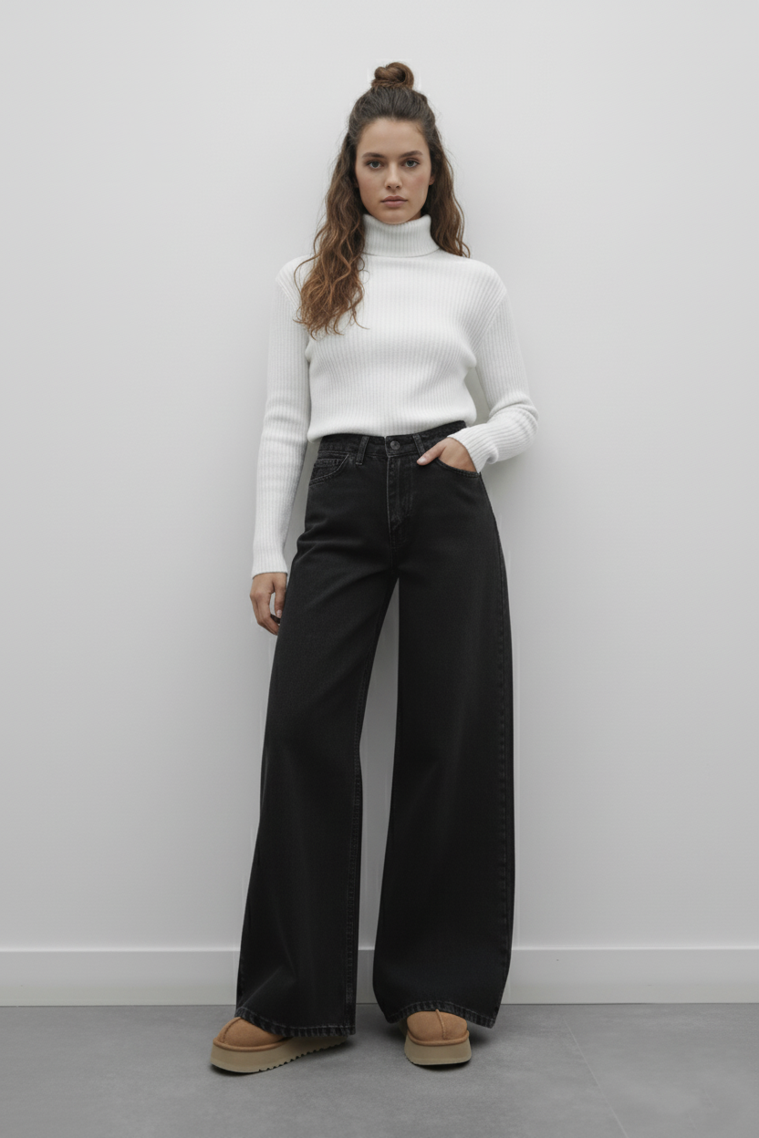 WIDE LEG JEAN KOT PANTOLON