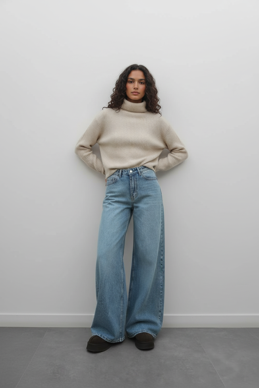 WIDE LEG JEAN KOT PANTOLON