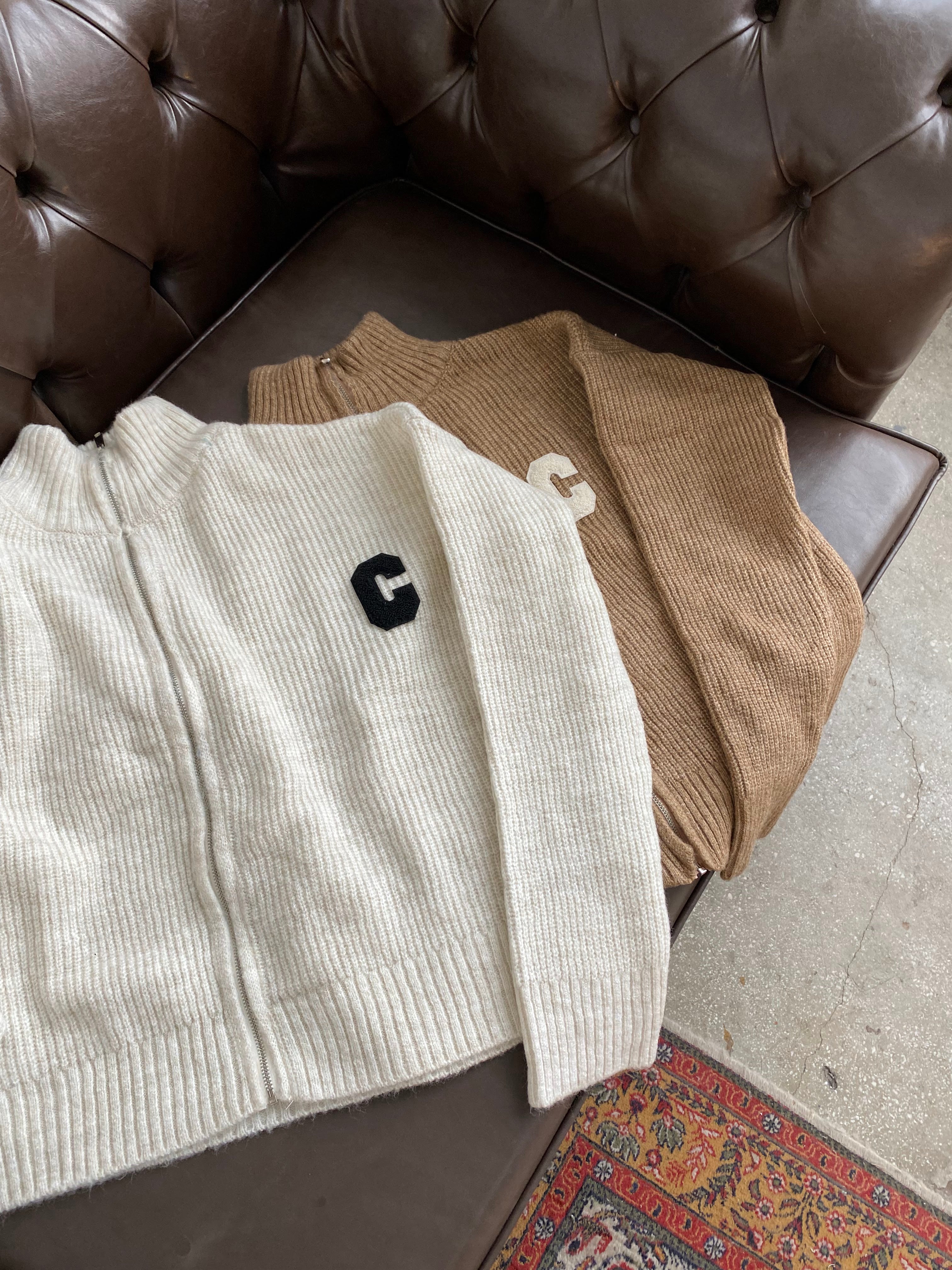 COTS "C" Detay Fermuarlı Kazak - Beyaz