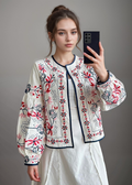 Çiçek Desen İşlemeli Ceket