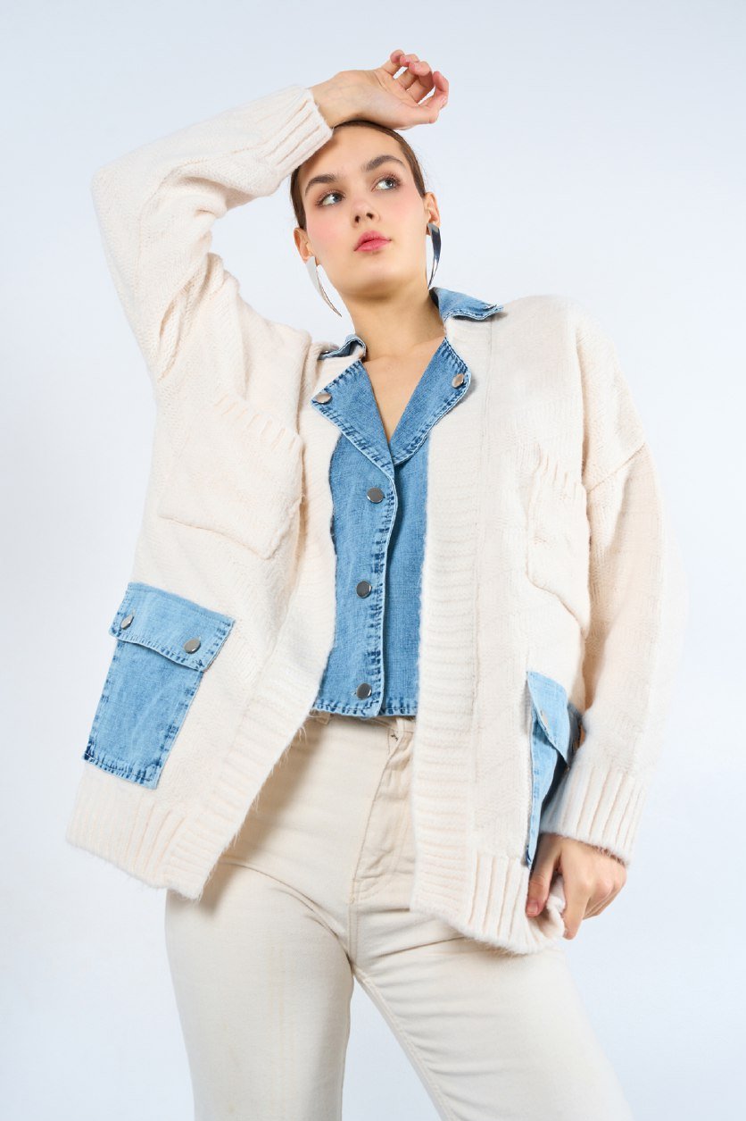 Kotlu Cepli Düz Hırka