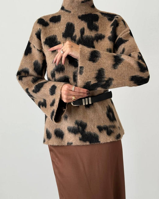 Desenli Boğazlı Triko