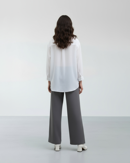 ÇİZGİLİ DÜĞMELİ OVERSIZE İNCE GÖMLEK