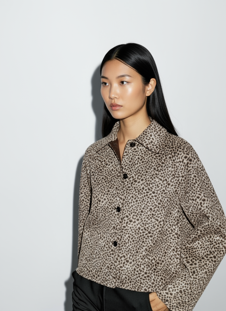 LEOPAR DESENLİ KISA KAŞE KABAN CEKET