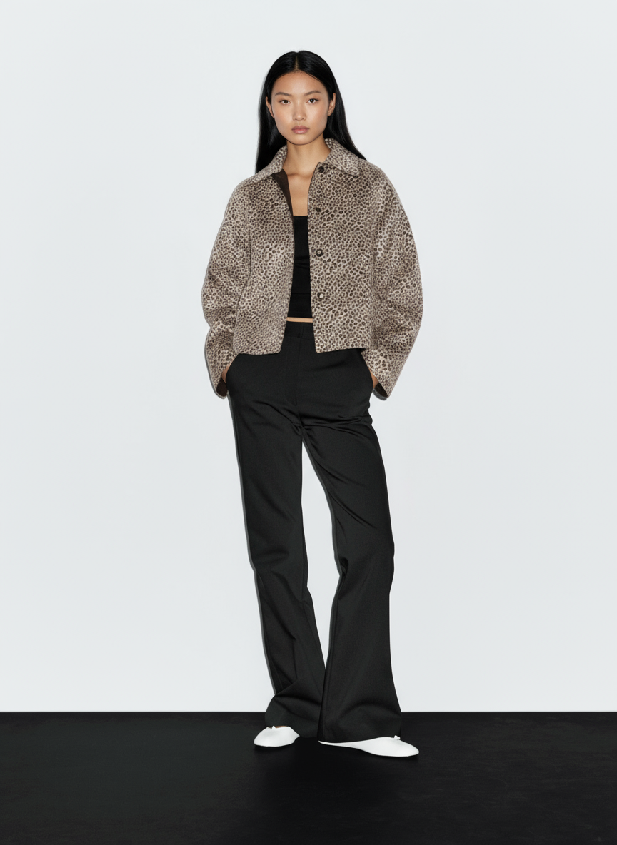 LEOPAR DESENLİ KISA KAŞE KABAN CEKET