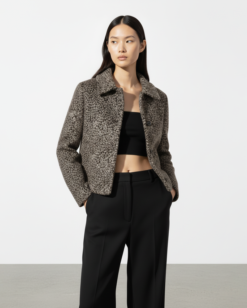 LEOPAR DESENLİ KISA KAŞE KABAN CEKET