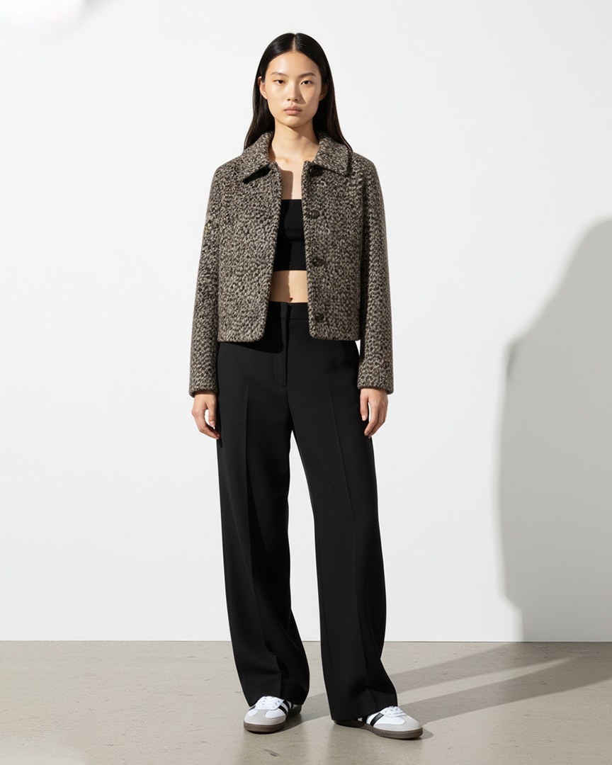 LEOPAR DESENLİ KISA KAŞE KABAN CEKET