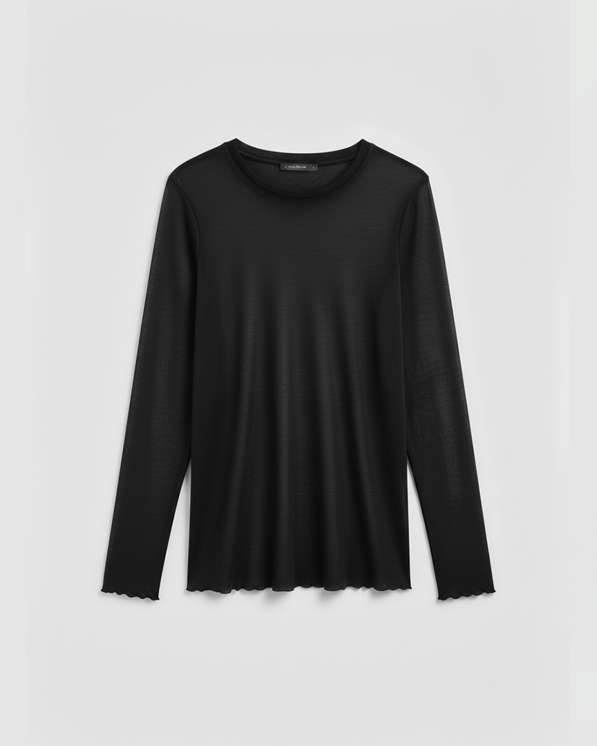 TRANSPARAN BİSİKLET YAKA BLUZ